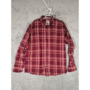 Wrangler Shirt Mens XL Button Up Red Plaid Long Sleeve Western Cowboy Cotton‎
